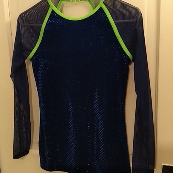 EUC Alexandra Blue sequined Sport Shirt - Picture 1 of 7